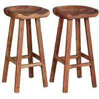 Helloshop26 Set von zwei Design-Barhockern, Sitz aus Akazienholz 1202049