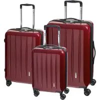 CHECK.IN 3-tlg. Kofferset LONDON 2.0 mit 4 Rollen - carbon rot
