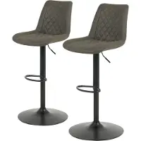 Home24 Barstuhl - 2er-Set - Microfaser / Eisen - Vintage Grau