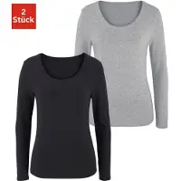 Vivance Langarmshirt "aus elastischer Baumwoll-Qualität" 2er-Pack, sommerliches Langarmshirt