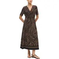 s.Oliver Black Label Blusenkleid Ohne Taschen Sommerkleid mit Animal-Print