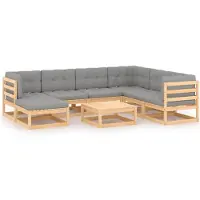 vidaXL 8-tlg. Garten-Lounge-Set mit Kissen Massivholz Kiefer