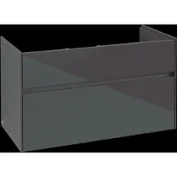 Villeroy & Boch Collaro Waschbeckenunterschrank, 2 Auszüge, Waschbecken mittig, 954x546x444mm, C01100FP, Farbe: Front/Korpus: Glossy Grey, Griff: Graphite