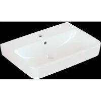 Villeroy & Boch Waschbecken, O.novo 4A4165, 650 x 460 mm, Eckig, Becken mittig, 1 Hahnloch, mittig durchgestochen, mit Überlauf, Weiß Alpin, 1 Stk.