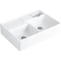 Villeroy & Boch Spülstein Doppelbecken Spülstein Doppelbecken 895 x 220 x 630 mm Snow White Cera
