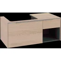 Villeroy & Boch Subway 3.0 Waschbeckenunterschrank, 2 Auszüge, Waschbecken links, Regalelement unten rechts, 1001x422,5x516mm, C57200VJ, Farbe: Front/Korpus: Nordic Oak, Griff: Aluminium glänzend