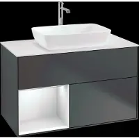 Villeroy & Boch V&B Waschtischunterschrank Finion 100, Pl w m, Reg wh. m Lac, md bl. m Lac