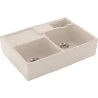 Villeroy & Boch V&B Spülstein-Doppelbecken Restesch., m Abl., Hand., ivory C-plus