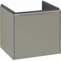 Villeroy & Boch Subway 3.0 Waschbeckenunterschrank, LED-Beleuchtung, 1 Auszug, 473x429x408mm, C580L0VM, Farbe: Front/Korpus: Taupe, Griff: Aluminium glänzend
