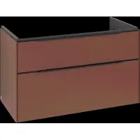 Villeroy & Boch Subway 3.0 Waschbeckenunterschrank, LED-Beleuchtung, 2 Auszüge, 973x576x478mm, C570L1AH, Farbe: Front/Korpus: Wine Red, Griff: Volcano Black