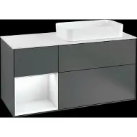 Villeroy & Boch Waschtischunterschrank FINION 1200 x 603 x 501 mm, mit Abdeckplatte Glas White Matt Regalelement Glossy White Lacquer Anthracite Matt