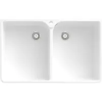 Villeroy & Boch VB Spülstein 80 X Spülstein Doppelbecken 638001 795x500mm Weiß Alpin CeramicPlus