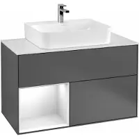 Villeroy & Boch V&B Waschtischunterschrank Wandbeleuchtung Finion 100, Pl w m, Rg li wh. m Lac, Anthrac. m