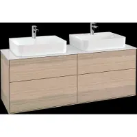 Villeroy & Boch Finion Waschtischunterschrank, 4 Auszüge, für 2 Waschbecken, 1600x603x501mm, Glass White Matt, F18100PC, Farbe: Oak Veneer