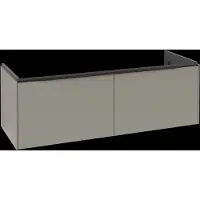 Villeroy & Boch Subway 3.0 Waschbeckenunterschrank, LED-Beleuchtung, 2 Auszüge, Waschbecken mittig, 1272x429x478mm, C601L1VM, Farbe: Front/Korpus: Taupe, Griff: Volcano Black