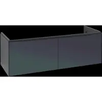 Villeroy & Boch Subway 3.0 Waschbeckenunterschrank, LED-Beleuchtung, 2 Auszüge, Waschbecken mittig, 1272x429x478mm, C601L1VQ, Farbe: Front/Korpus: Marine Blue, Griff: Volcano Black
