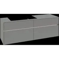 Villeroy & Boch Collaro Waschbeckenunterschrank, 4 Auszüge, wandhängend, Waschbecken links, mit integrierter Beleuchtung, 1600x548x500mm, C026B0AF