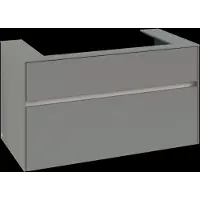 Villeroy & Boch Collaro Waschbeckenunterschrank, Waschbecken mittig, Wandmontage, 2 Auszüge, mit Beleuchtug, 1000x548x500mm, C020B0AF, Farbe: Front/Korpus: Soft Green, Griff: Cashmere Grey