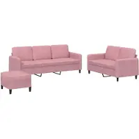 vidaXL 3-tlg. Sofagarnitur Rosa Samt