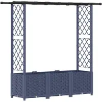 vidaXL Hochbeet mit Rankgitter und Dach Grau 162,5 x 40 x 136 cm PP