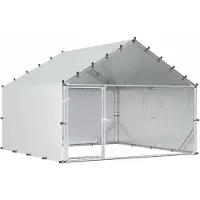 vidaXL Hühnerstall mit Dach Silber 200 x 200 x 150 cm verzinkter Stahl