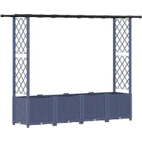 vidaXL Hochbeet mit Rankgitter und Dach Grau 203 x 40 x 136 cm PP