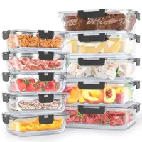 Avalo Frischhaltedosen Glas mit Deckel - luftdicht & auslaufsicher Meal Prep Boxen Glas für Ofen & Mikrowelle | Aufbewahrungsbehälter Set 10-teilig, 1060 ml/370 ml