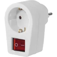 Hama Steckdosenadapter, Schutzkontakt-Steckdose, 2-poliger Schalter, Weiss