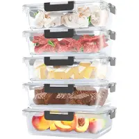 Avalo Glas Frischhaltedosen met Deckel - Meal Prep Trays - Glasbehälter mit Deckel Glas - Vorratsdosen Set - 5 Stück 1060ml