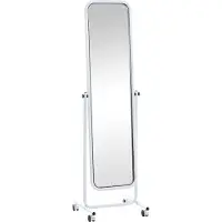 CLP Standspiegel Medusa mit Laufrollen neigbar und 360 Grad drehbar weiß