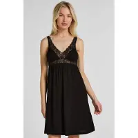 Hunkemoller Jersey-Negligé mit Spitze Schwarz