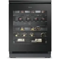 Miele KWTUS 7074 F Unterbau-Weintemperierschrank 82-88cm Nischenhöhe 12519510, Obsidianschwarz Glas