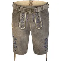 Spieth & Wensky Lederhose "Hofmeister", Herren, Gr. 46, N-Gr, braun (storm blau), Obermaterial: 100% Lammleder LEL., uni, festlich, regular fit, Hosen Lederhose, mit Stickerei am Beinabschluss