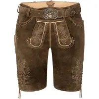 Spieth & Wensky Lederhose "Erfurt", Herren, Gr. 46, N-Gr, braun (serengeti, st 134 natur), Obermaterial: 100% Lammleder LEL., uni, festlich, regular fit, Hosen Lederhose, Länge 45cm
