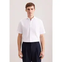 Seidensticker Businesshemd "Schwarze Rose", Herren, Gr. M (40), normale Ärmellängen, weiß, 100% Baumwolle, Strukturmuster, regular fit, Hemden Businesshemd, Regular 1/2 Kentkragen Struktur