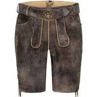 Spieth & Wensky Lederhose "Gottlieb", Herren, Gr. 46, N-Gr, braun (horn, st schwarz), Obermaterial: 100% Lammleder LEL., uni, festlich, regular fit, Hosen Lederhose, mit Stickerei