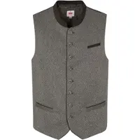 Spieth & Wensky Trachtenweste "Günther", Herren, Gr. 56, grün (oliv), Obermaterial: 90% Polyester PES. 10% Viskose CV., uni, regular fit, Rundhals, Westen Trachtenweste, mit Stehkragen