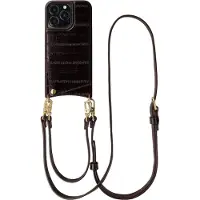 Selencia Apple iPhone 13 Pro Hülle - Echtes Leder - - Backcover/Hülle mit Band/Hard Case - Dunkelbraun