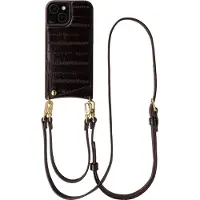 Selencia Apple iPhone 15 Hülle - Echtes Leder - - Backcover/Hülle mit Band/Hard Case - Dunkelbraun
