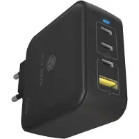 Icy Box IB-PS1040-PD, 4Port 100W GaN Ladegerät mit PD 3.0, 3x USB Type-C, 1x USB Type-A Anschluss, EU Stcker, Drinnen, AC, 20 V, Schwarz