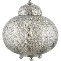 Searchlight Tischlampe im marokkanischen Stil Fretwork Edelstahl