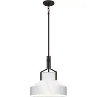 QUOIZEL Elstead Brecken Pendelleuchte E27 2-fach Gealterte Bronze und Opalglas-Schirm mit Einfassung Opalglas