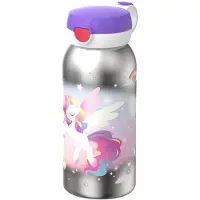 Mepal Campus Edelstahl Trinkflasche mit Klappdeckel 600 ml - Unicorn Glow