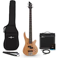 Gear4Music Chicago Bass Gitarren- 15 W -Verstärker & Zubehörpaket Natural Bass