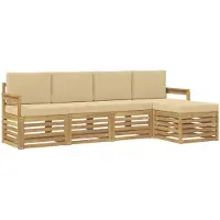 vidaXL Outdoor-Sofagarnitur 5 pcs Weiß und Beige 249 x 122,5 x 73 cm