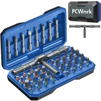 PCWORK PCW08K Feinmechanik Ratschen Set, 42 teilig, magnetische Bits, Verlängerung