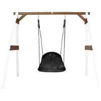 Axi Nestschaukel Roxy mit Gestell für Kinder | Outdoor Nest Schaukel für den Garten | Schaukelgestell in Weiß & Braun / Nestschaukel in Schwarz