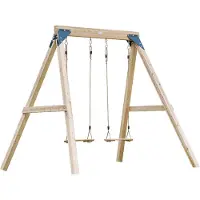 Axi Yuna Doppelschaukel in Braun aus FSC Holz | Schaukel mit Gestell für 2 Kinder | Kinderschaukel / Schaukelgerüst für den Garten