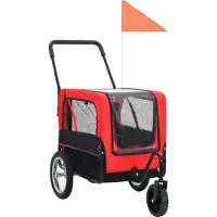vidaXL 2-in-1 Fahrradanhänger für Hunde und Buggy Rot und Schwarz
