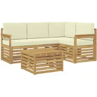 vidaXL Outdoor-Sofagarnitur 5 pcs Weiß und Creme 59 x 59 x 37 cm